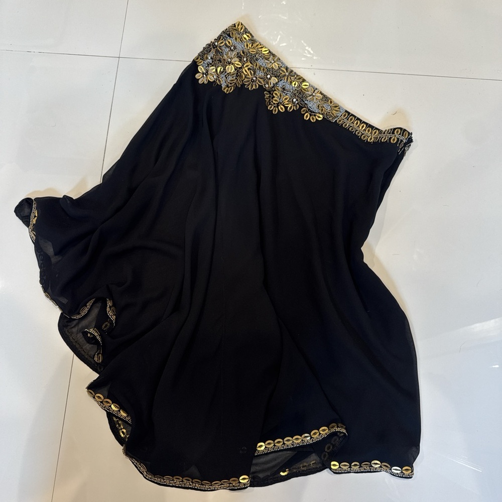 Caribbean Queen Black Skirt with Gold and Silver Accents